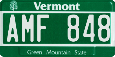 VT license plate AMF848