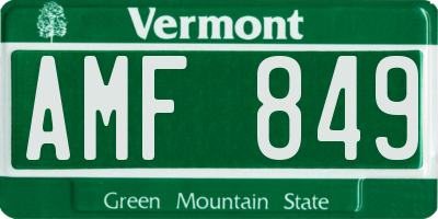 VT license plate AMF849