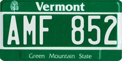 VT license plate AMF852
