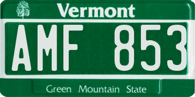 VT license plate AMF853