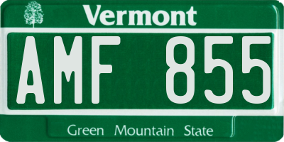 VT license plate AMF855