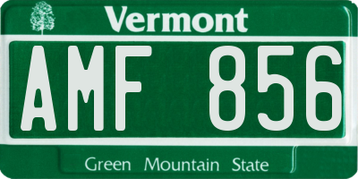 VT license plate AMF856