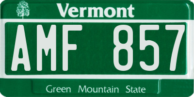 VT license plate AMF857