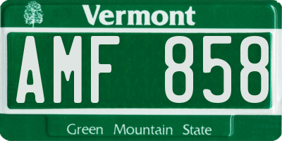 VT license plate AMF858