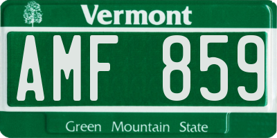 VT license plate AMF859