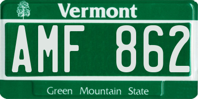 VT license plate AMF862