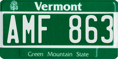 VT license plate AMF863