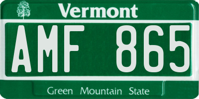 VT license plate AMF865