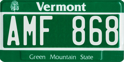 VT license plate AMF868