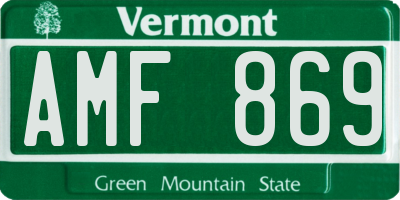 VT license plate AMF869