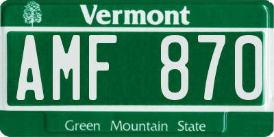 VT license plate AMF870