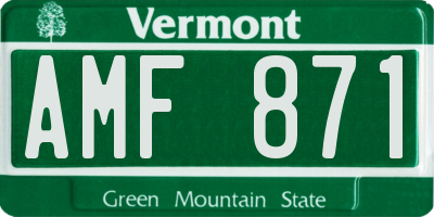 VT license plate AMF871