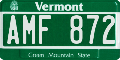 VT license plate AMF872