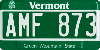 VT license plate AMF873