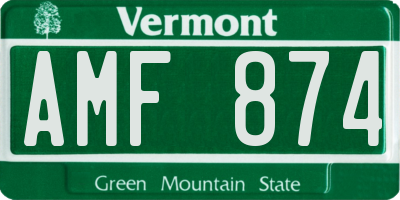 VT license plate AMF874