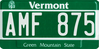 VT license plate AMF875