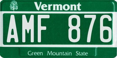 VT license plate AMF876
