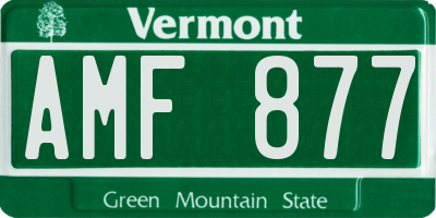VT license plate AMF877