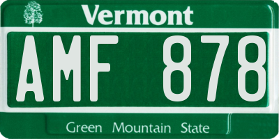 VT license plate AMF878