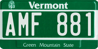 VT license plate AMF881