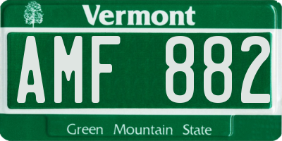 VT license plate AMF882