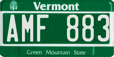 VT license plate AMF883