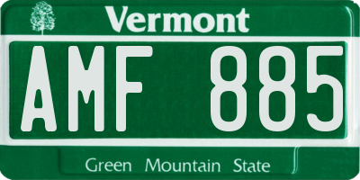 VT license plate AMF885