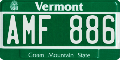 VT license plate AMF886