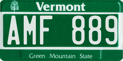 VT license plate AMF889