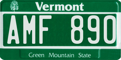 VT license plate AMF890