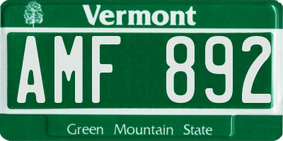 VT license plate AMF892