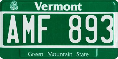 VT license plate AMF893