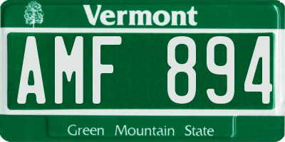 VT license plate AMF894