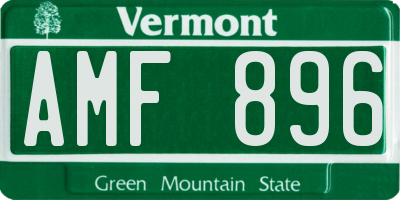 VT license plate AMF896