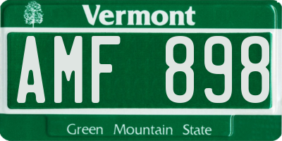 VT license plate AMF898