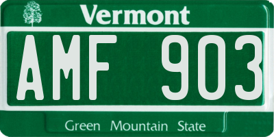VT license plate AMF903