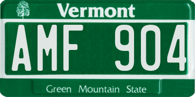 VT license plate AMF904
