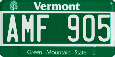 VT license plate AMF905