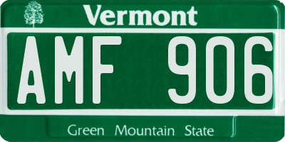 VT license plate AMF906