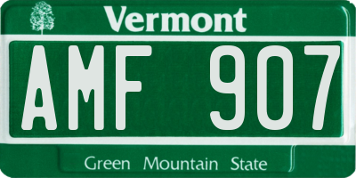 VT license plate AMF907