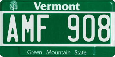 VT license plate AMF908