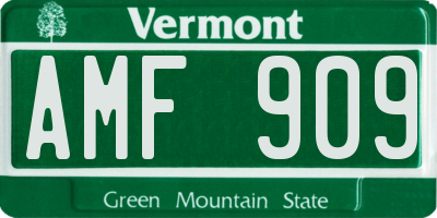VT license plate AMF909