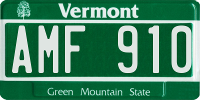 VT license plate AMF910