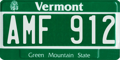 VT license plate AMF912