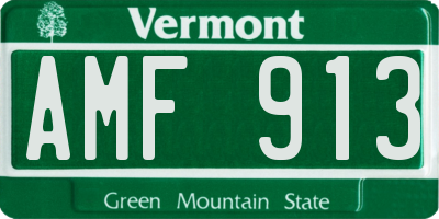 VT license plate AMF913