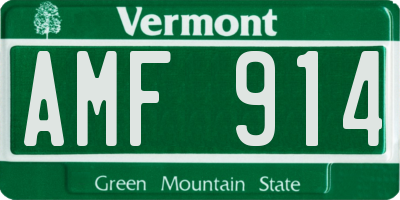 VT license plate AMF914