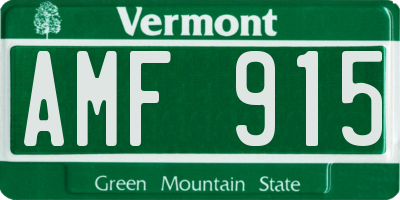 VT license plate AMF915