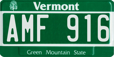 VT license plate AMF916
