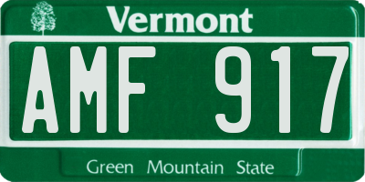 VT license plate AMF917