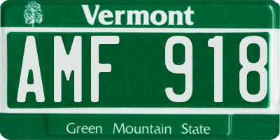 VT license plate AMF918